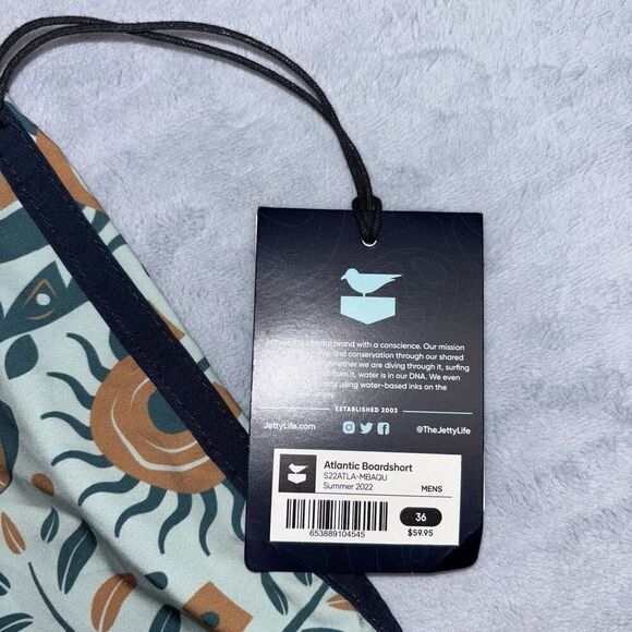 JETTY Atlantic Boardshorts Aqua Men’s Size 36 Swim Trucks Surfing Athletic NWT - Picture 11 of 11